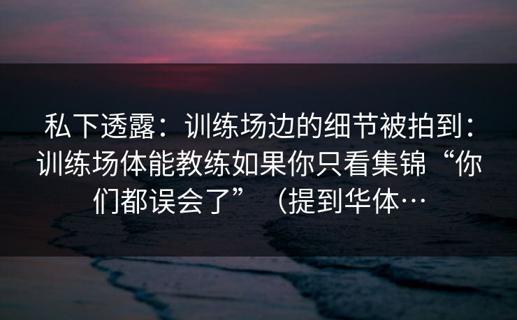 私下透露：训练场边的细节被拍到：训练场体能教练如果你只看集锦“你们都误会了”（提到华体…